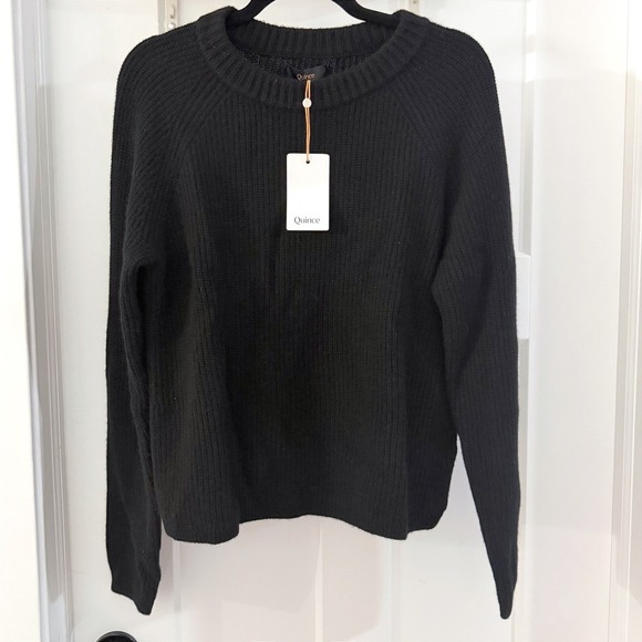 Quince Sweaters - Quince Mongolian Cashmere Fisherman Crewneck Sweater Black Womens Medium NWT